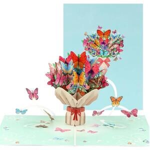 3D Pop Up Butterfly Greeting Card w/ Envelope 6x8”